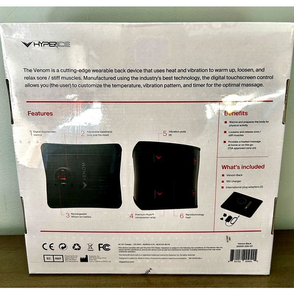 SEALED Hyperice Venom Back Wrap - Advanced Heat, Vibration, Massage Severe Pain - Picture 4 of 15